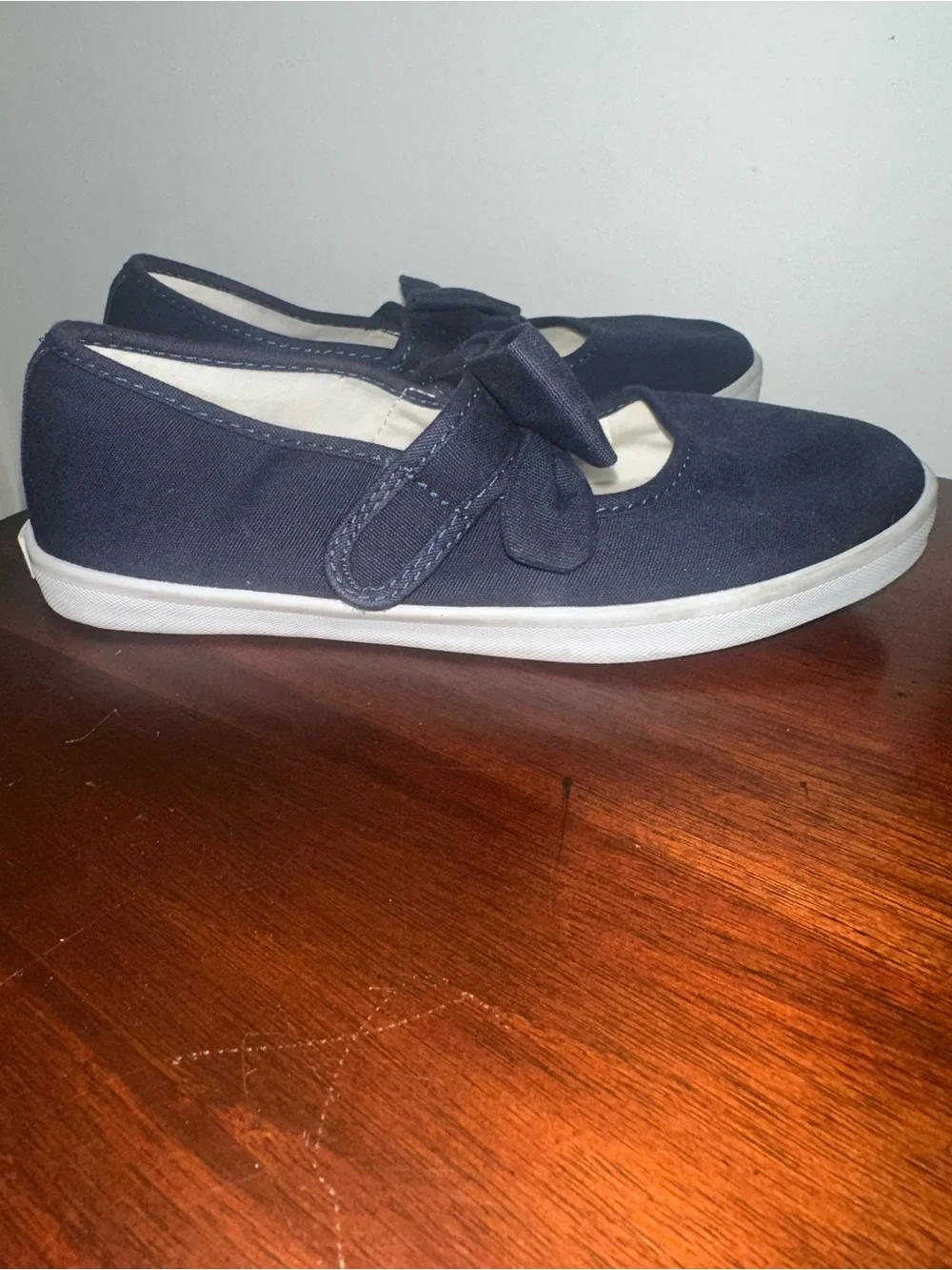Janie & Jack Navy Blue Bow Mary Jane Canvas Shoes - Size 3K
